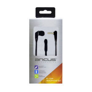 Hands Free Ancus Loop in-Earbud Mono 3.5 mm για Apple-Samsung-HTC-Sony Μαύρο με Καλώδιο Πλακέ, Πλήκτρο Απάντησης