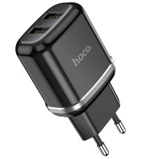 Φορτιστής Ταξιδίου Hoco N4 Aspiring με 2 Εξόδους Φόρτισης USB 5V 2.4A Μαύρος