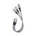 Καλώδιο σύνδεσης Hoco X47 Harbor 3 σε 1 USB σε Micro-USB, Lightning, USB-C 2.4A Γκρι 0.25m