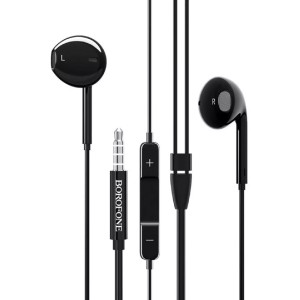 Hands Free Borofone BM30 Original Series Stereo 3.5 mm Μαύρα με Μικρόφωνο και Πλήκτρο Λειτουργίας