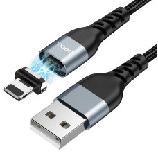 Καλώδιο σύνδεσης Hoco U96 Traveller Magnetic USB σε Lightning 2.4A με Μαγνητικό Αποσπώμενο Βύσμα Μεταλλικό Μαύρο 1.2m
