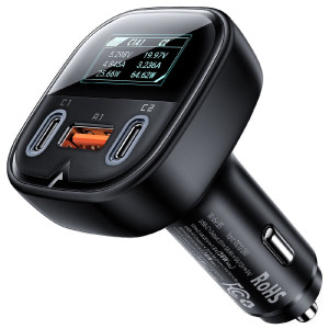 Φορτιστής Αυτοκινήτου Acefast B5 2xUSB-C+USB-A Smart OLED display 101W  Μαύρος